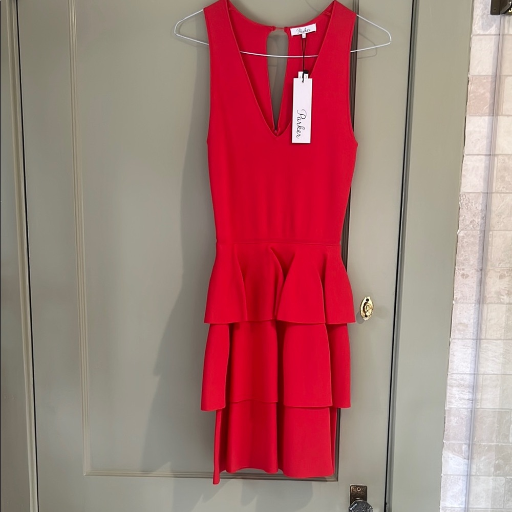 Chic Red Ruffle Dress by Parker